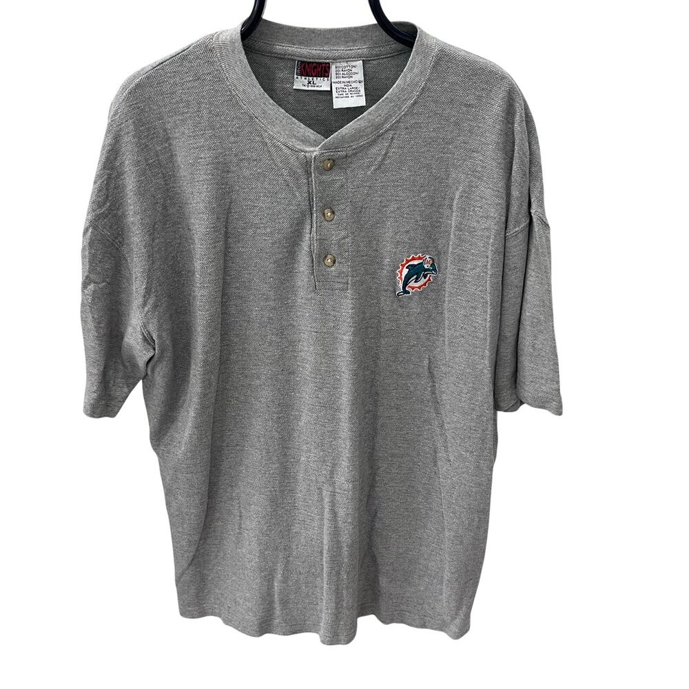 Vintage 1999 Iron Knights Athletics NFL Miami Dolphins Henley Shirt ~ Men’s XL
